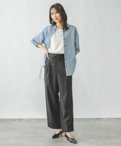 「GLOBAL WORK」 イージーパンツ MEDIUM グレイッシュベージュ レディース_画像6