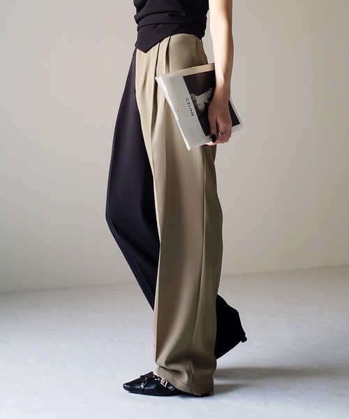 「me+em select」 スラックス SMALL ブラック×グレー レディース_画像6