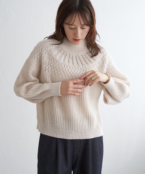 ikka（イッカ） ニット セーター 求心編みニットプルオーバー