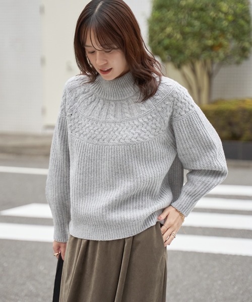 ikka（イッカ） ニット セーター 求心編みニットプルオーバー