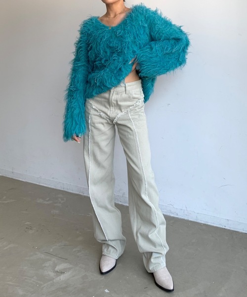 「SHAGGIE」 長袖ニット FREE グレー レディース_画像5