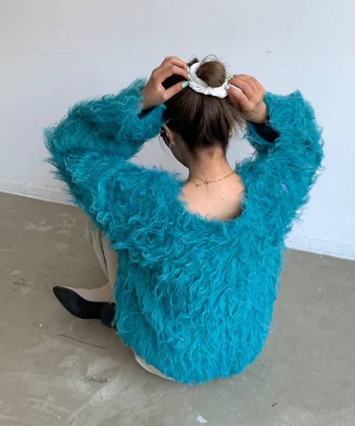 「SHAGGIE」 長袖ニット FREE グレー レディース_画像6