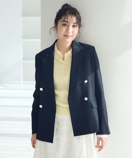 ROPE'PICNIC 金ボタンダブルブレストジャケット　40 ネイビー ロペピクニック ROPE' PICNIC クリアツイル金ボタンジャケット