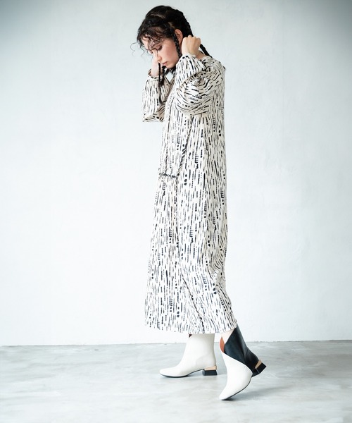 「OSMOSIS」 長袖ワンピース ONE SIZE ブラック レディース_画像3