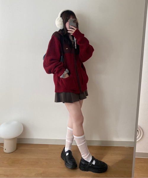 「nemne store」 ジップアップパーカー MEDIUM ピンク レディース_画像8