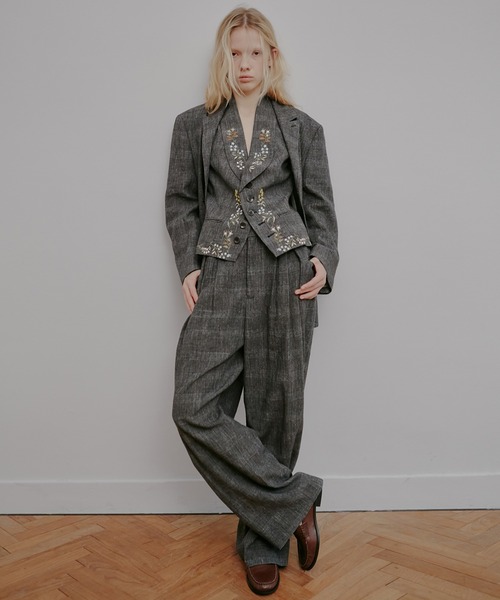 ワイドパンツ パンツ ジャカードタックディテールトラウザー / Jacquard Tuck-Detail Trousers レディースの画像