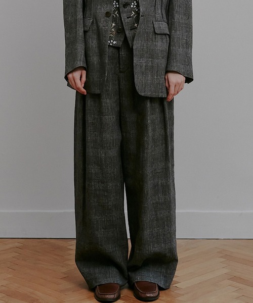 ワイドパンツ パンツ ジャカードタックディテールトラウザー / Jacquard Tuck-Detail Trousers レディースの画像
