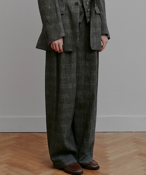 ワイドパンツ パンツ ジャカードタックディテールトラウザー / Jacquard Tuck-Detail Trousers レディースの画像
