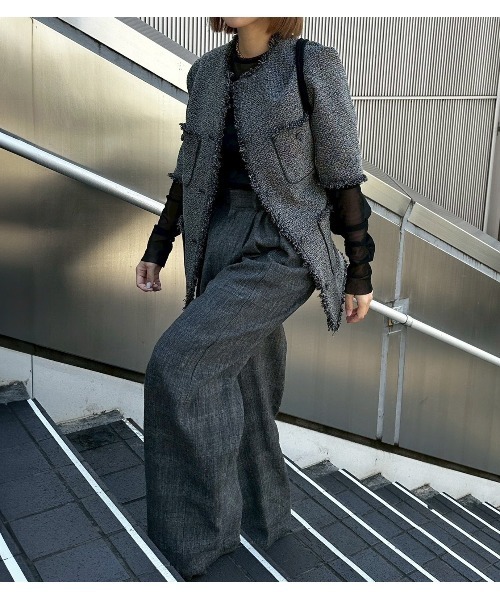 ワイドパンツ パンツ ジャカードタックディテールトラウザー / Jacquard Tuck-Detail Trousers レディースの画像