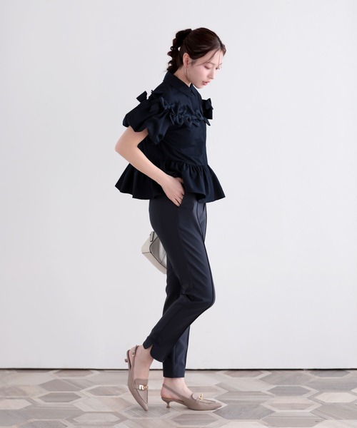 Fit more（フィットモア） ブラウス シャツ リボンペプラムブラウス