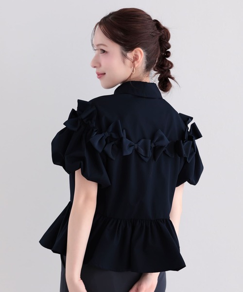 Fit more（フィットモア） ブラウス シャツ リボンペプラムブラウス