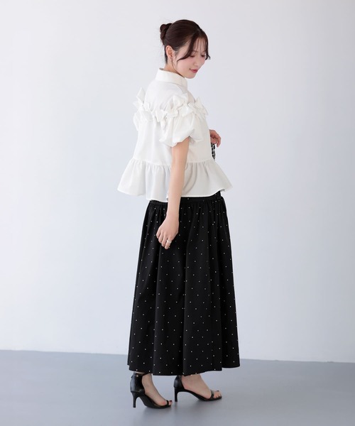 Fit more（フィットモア） ブラウス シャツ リボンペプラムブラウス