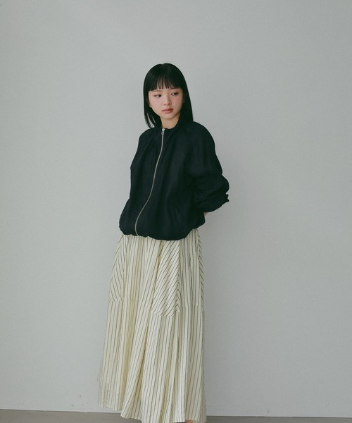 スカート ストライプパネルフレアースカートの画像