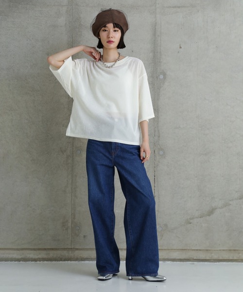 「CHIGNON」 7分袖カットソー ONE SIZE ブラウン レディース_画像3