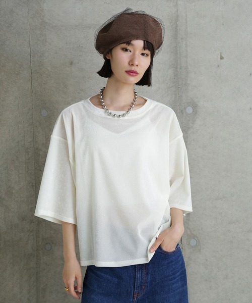 「CHIGNON」 7分袖カットソー ONE SIZE ブラウン レディース_画像6
