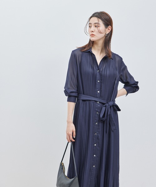 「ROPE'」 長袖ワンピース FREE ネイビー レディースの画像