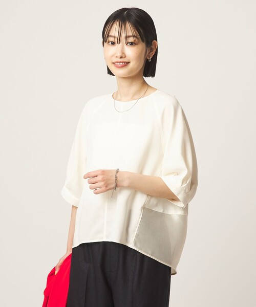 ブラウス シャツ 「size SHORTあり」fleurie(フルリー) フォルム ショートスリーブ ブラウス レディースの画像