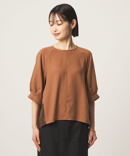 ブラウス シャツ 「size SHORTあり」fleurie(フルリー) フォルム ショートスリーブ ブラウス レディースの画像