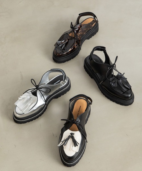 「MARECHAL TERRE」 フラットサンダル 22.5 シルバー レディース_画像2
