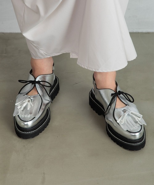 「MARECHAL TERRE」 フラットサンダル 22.5 シルバー レディース_画像3
