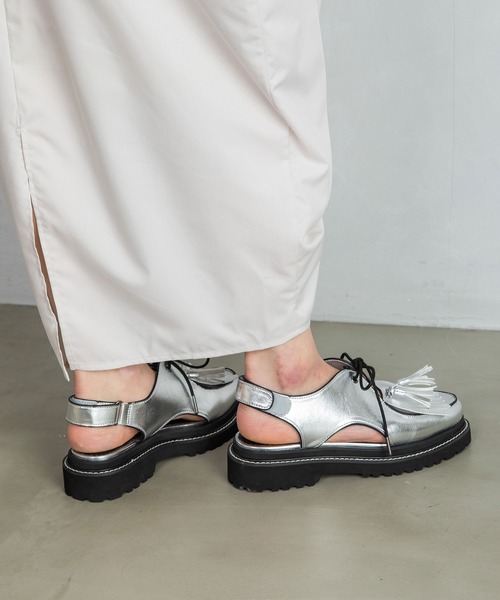「MARECHAL TERRE」 フラットサンダル 22.5 シルバー レディース_画像5