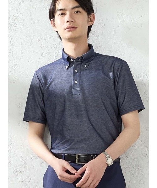 【TRANVI】新品未使用 タグ付き ボタンダウン 半袖ポロシャツ Lサイズ TRANS CONTINENTS（トランスコンチネンツ） ポロシャツ 半袖 「デニム