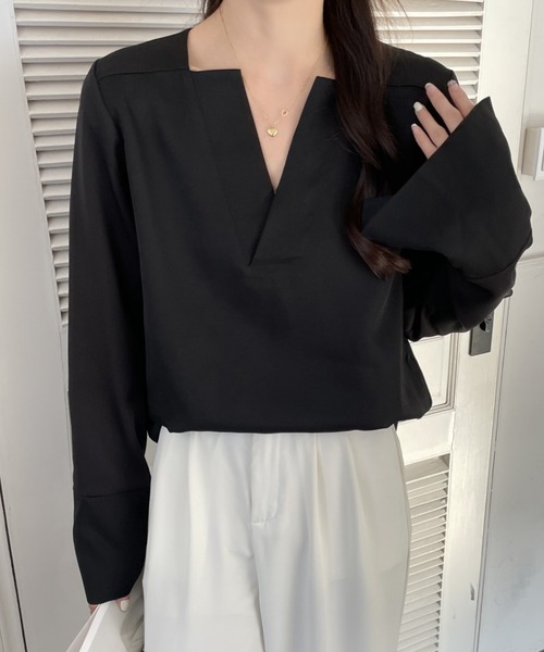 「ECLIN」 7分袖ブラウス M ベージュ レディース_画像8