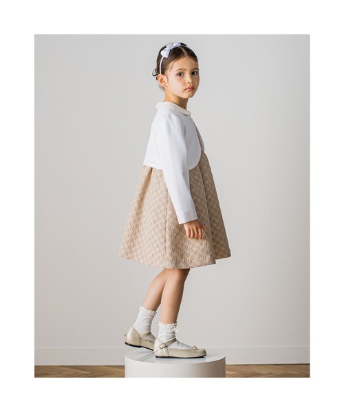 「Tartine et Chocolat」 「KIDS」長袖ワンピース 120 ベージュ キッズ_画像4