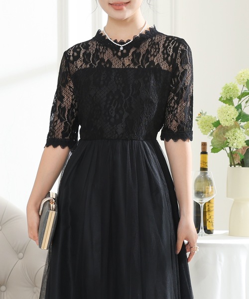 「Lace Ladies」 7分袖ワンピース FREE グレー レディース_画像5