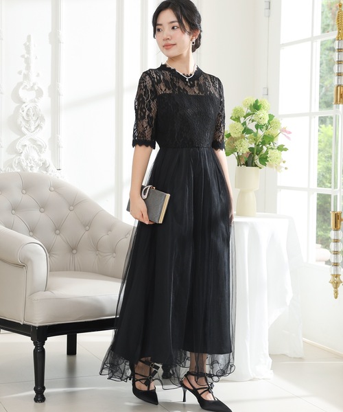 「Lace Ladies」 7分袖ワンピース FREE グレー レディース_画像7