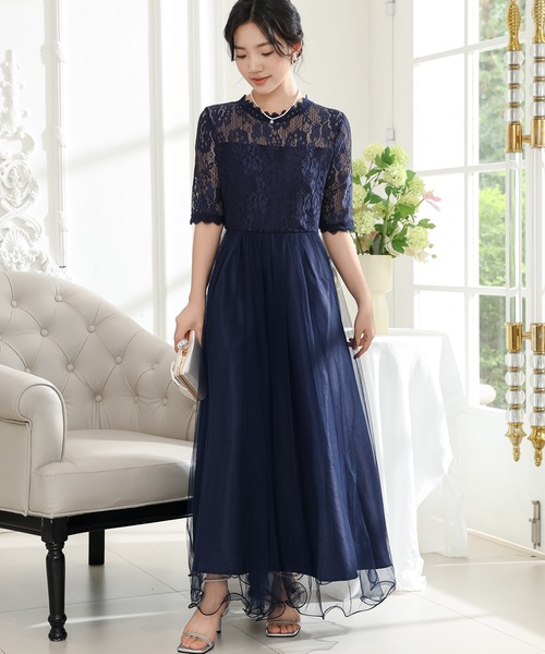「Lace Ladies」 7分袖ワンピース FREE グレー レディース_画像8