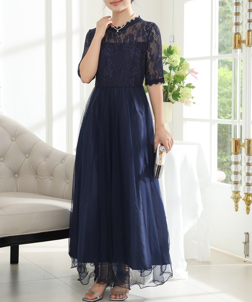「Lace Ladies」 7分袖ワンピース FREE グレー レディース_画像9