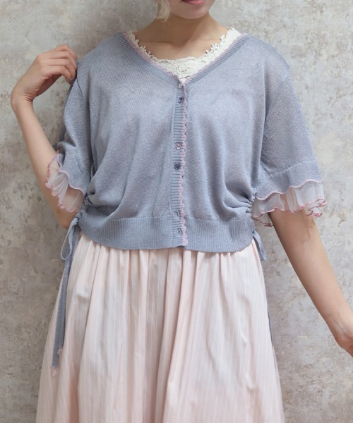 axes femme（アクシーズ ファム） カーディガン 半袖 バイカラー