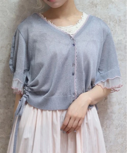axes femme（アクシーズ ファム） カーディガン 半袖 バイカラー