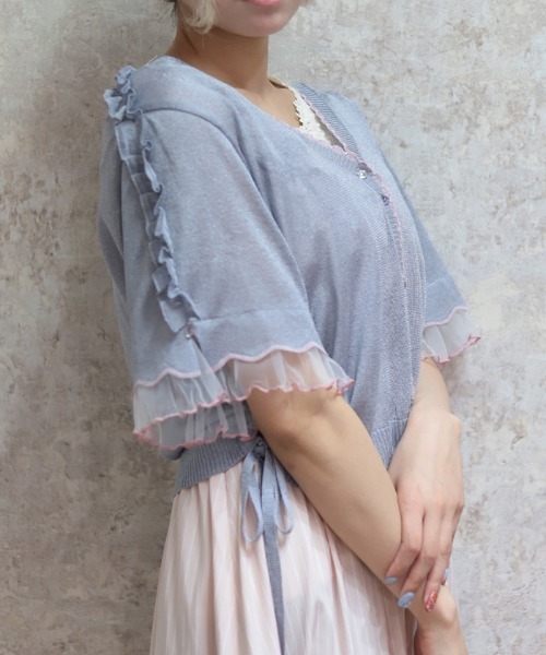 axes femme（アクシーズ ファム） カーディガン 半袖 バイカラー