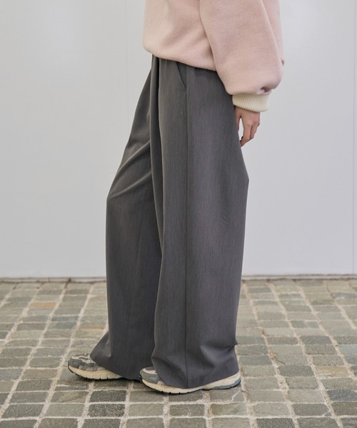 meilmada ワイドパンツ スラックス パンツ タックイージーワイドパンツ