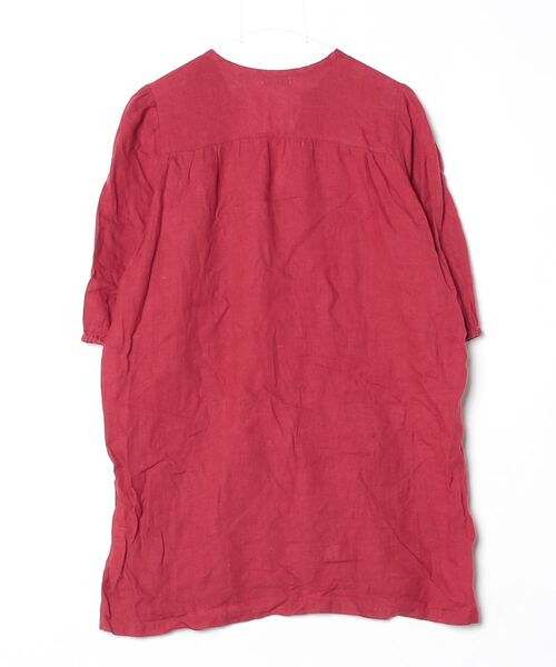 「fog linen work」 半袖ワンピース - レッド レディース_画像2