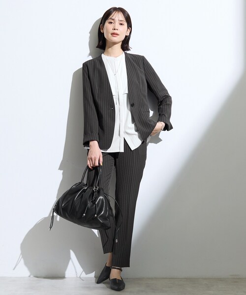 【新品 】INDIVI 洗える UVケア 接触冷感 ノーカラージャケット INDIVI（インディヴィ） ジャケット ノーカラージャケット 「接触冷感