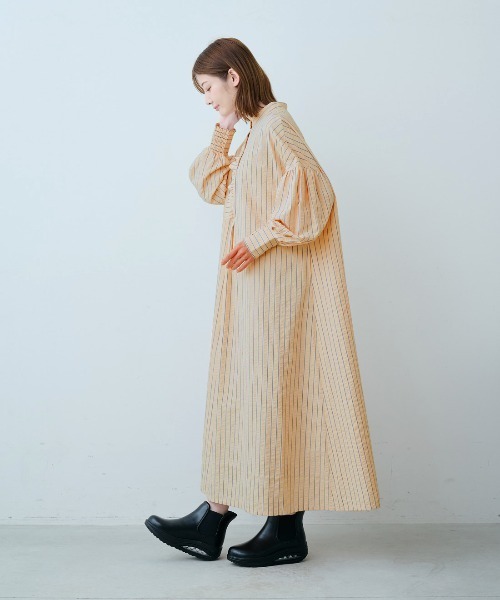 「IEDIT」 長袖ワンピース 3L ピンクベージュ レディース_画像2