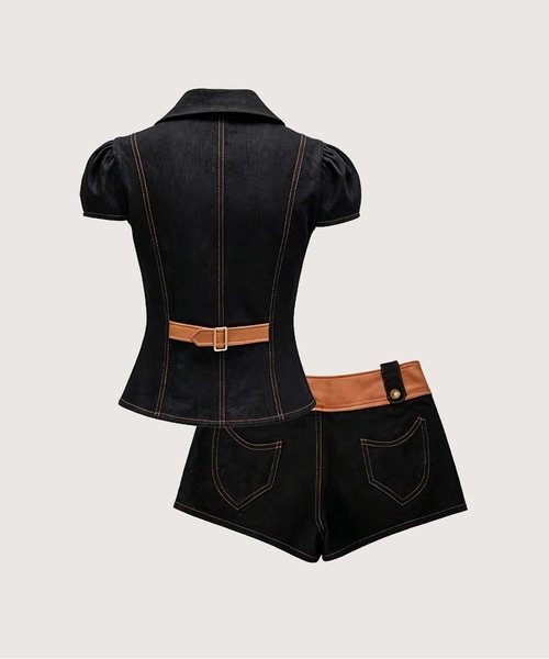 LA POMME petit（ラポミ・プチ） セットアップ Double Breasted Denim