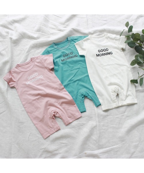 ベビー服 ロンパース 「70-80」インセクトシールド天竺ロゴロンパース