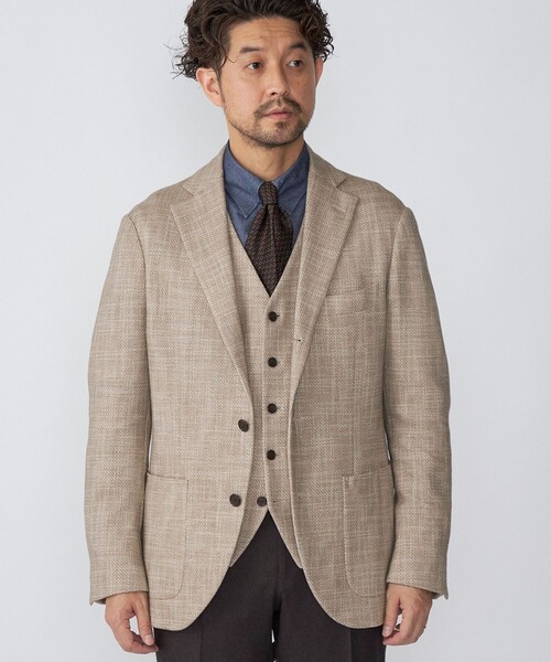 ベージュ スカラップエッジ テーラードジャケット SHIPS（シップス） ジャケット テーラードジャケット SHIPS: EUSEBIO社