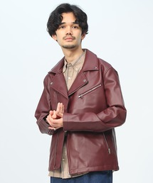 ま*ー様 【新品】M ダブル フェイクレザー ライダースジャケット 黒 - ユニ 革ジャン ライダース 「WEB限定」 フェイクレザー ダブルライダース