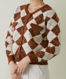 カーディガン アーガイル柄ニットカーディガン レディース : ZOZOTOWN