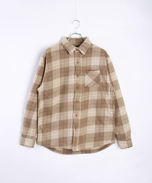 WESTSEA シャツ チェック柄 プリント フリーストップスシャツ