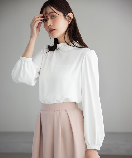 ブラウス シャツ 「VERY掲載・KUMIKYOKU NAVY」スタンドフリルTEEブラウス レディース