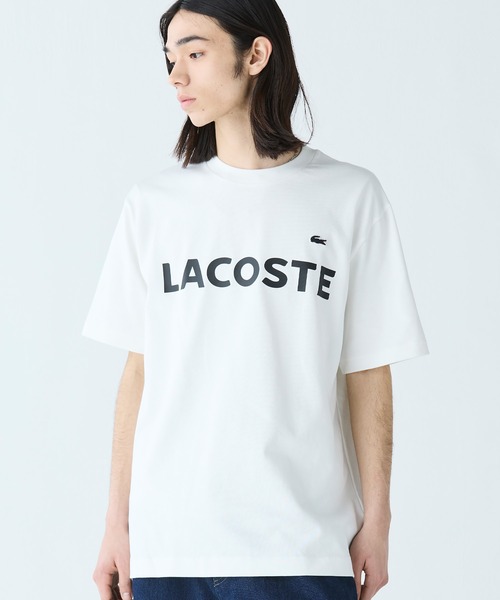 LACOSTE tシャツ ヘビーウェイトブランドネーム ラバープリント