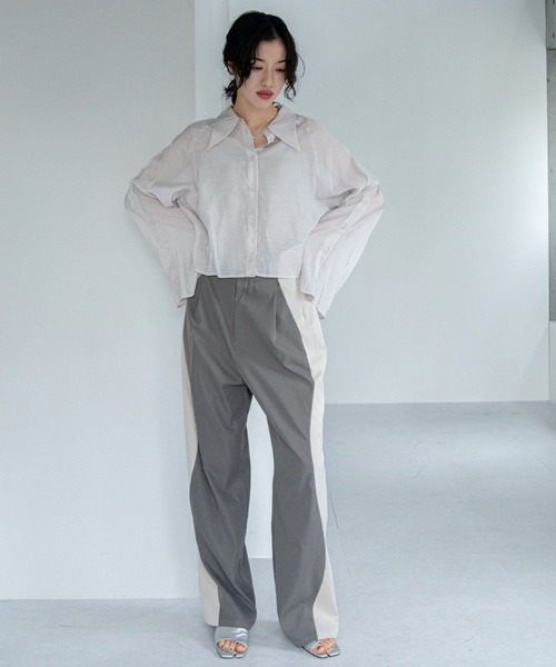 ブラウス シャツ 多機能素材マルチウェイシャツ レディース ブラウス シャツ マルチウェイショルダーシアーシャツ