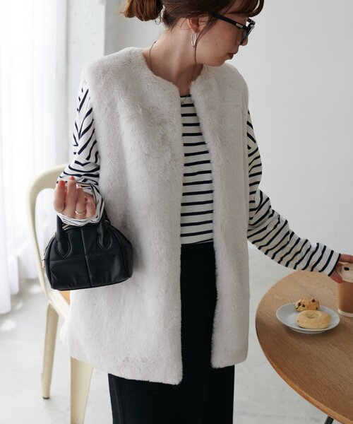 Discoat（ディスコート） ベスト ジレ 「WEB限定」フェイクファー