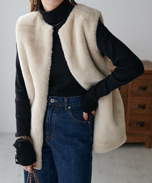 JIN DIAOFUR ラクーン ベスト ジレ ファーコート XXLサイズ JIN DIAOFUR ラクーン ベスト ジレ ファーコート XXLサイズ
